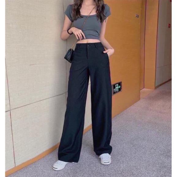 Quần Ống Sớ Cạp Khuy,Culottes suông ống rộng cạp cao ĐEN | TRẮNG | BE SIÊU HOT | BigBuy360 - bigbuy360.vn