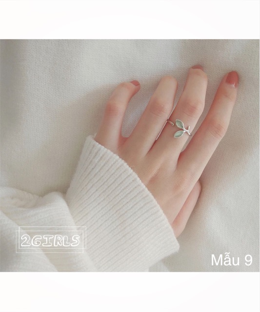 Nhẫn freesize (2. vừa tay size nhỏ 16-17mm ), nhẫn kiểu bạc ý 30% hình sao xanh, lá, sao cực xinh