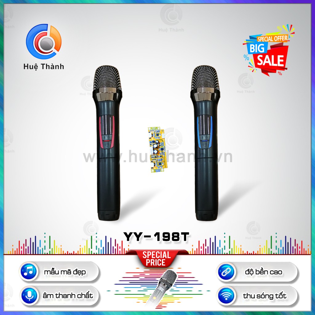 Micro không dây YY-198T, Micro Không Dây (02 mic ) - CHÍNH HÃNG - BH 12 tháng - Míc Chuyên Dụng