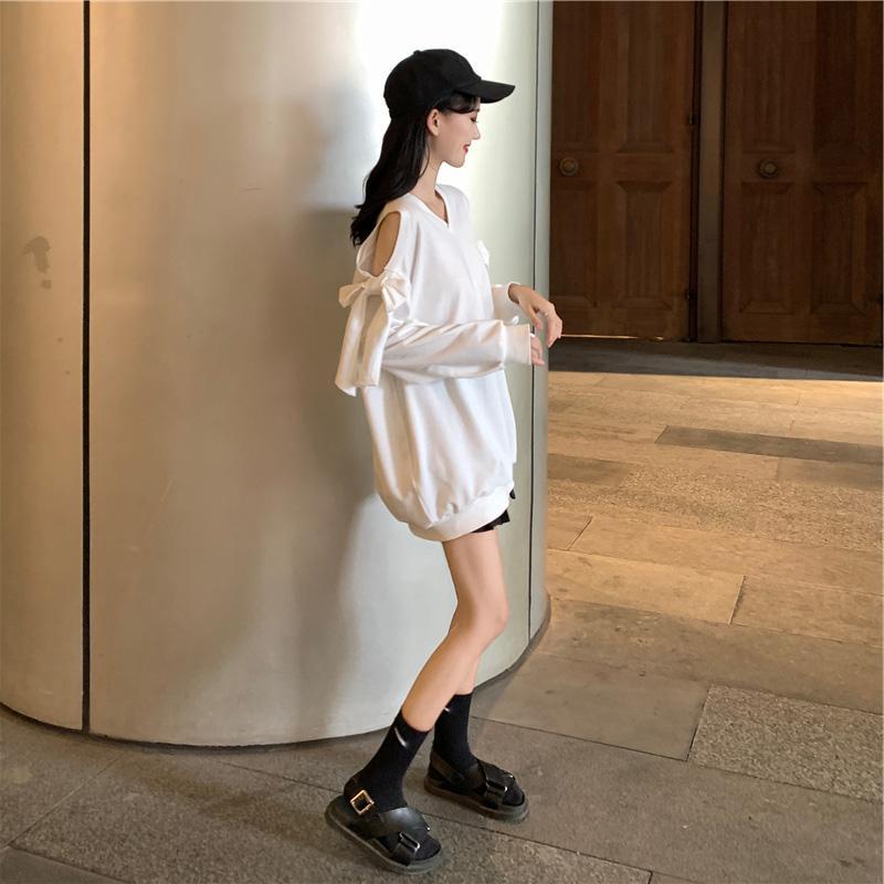 Áo Hoodie Hàn Quốc Dáng Rộng Phối Nơ