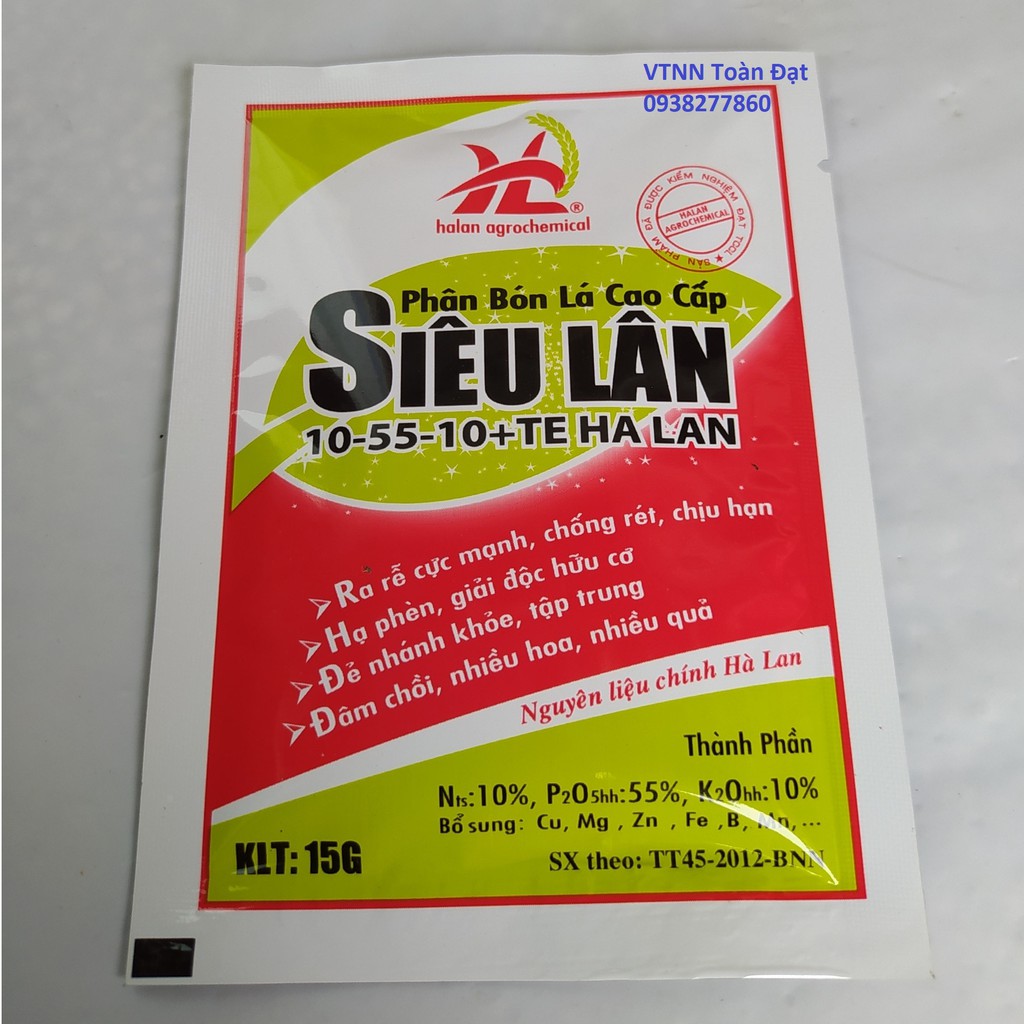 Phân Bón Siêu Lân Đỏ Hà Lan, Siêu lân 10-55-10+TE (gói 15g)