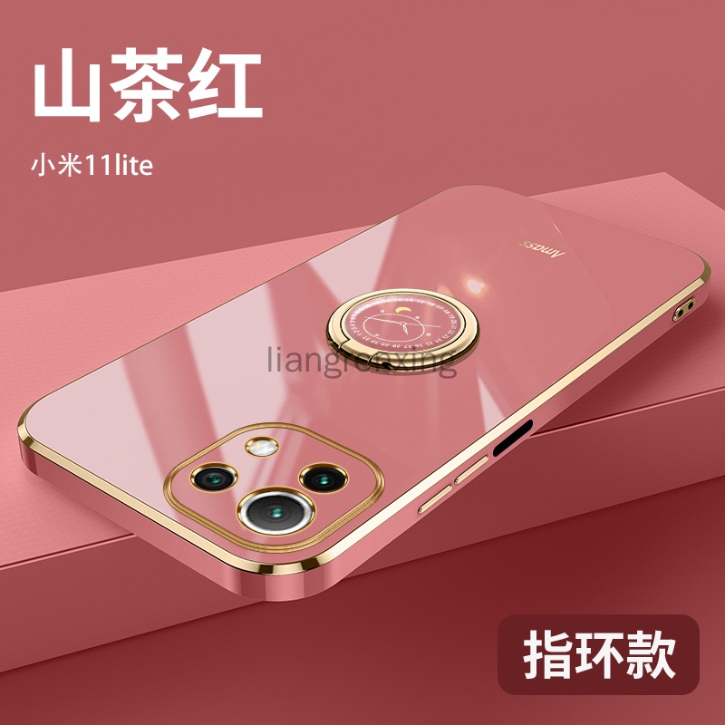 Ốp Điện Thoại silica gel Mềm Mạ Điện Kèm Móc Xỏ Ngón Cho xiaomi mi 11 lite xiaomi 11t xiaomi mi 11t pro Chống Sốc