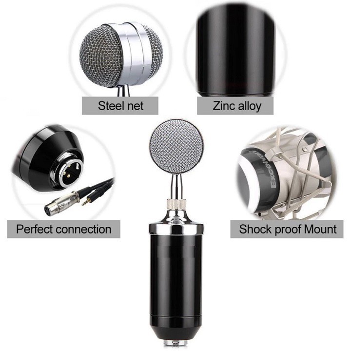 Mic thu âm BM-8000 hát Karaoke chuyên nghiệp trên Máy tính, Điện thoại