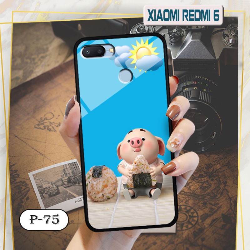 Ốp lưng kính 3D Xiaomi Redmi 6-cute