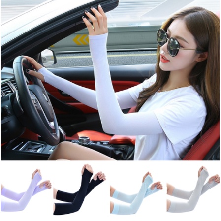 Găng Tay Chống Nắng Tia Cực Tím Vải Lụa Lạnh Kiểu Hàn Quốc Thời Trang Mùa Hè Cho Nữ