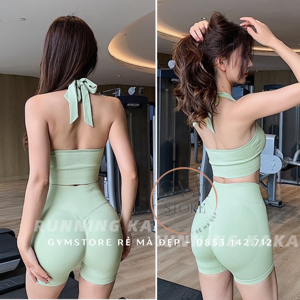 Set Bộ Đồ Tập Áo Yếm Kèm Mút Quần Cạp Cao Gen Bụng Đồ Tập Gym Tập Yoga Rẻ Đẹp GYM STORE 2203