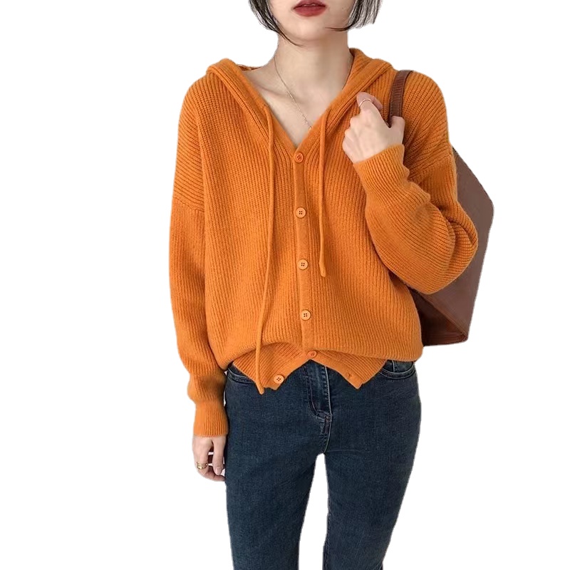 Áo Hoodie Dệt Kim Dáng Rộng Thời Trang Hàn Quốc Cho Nữ