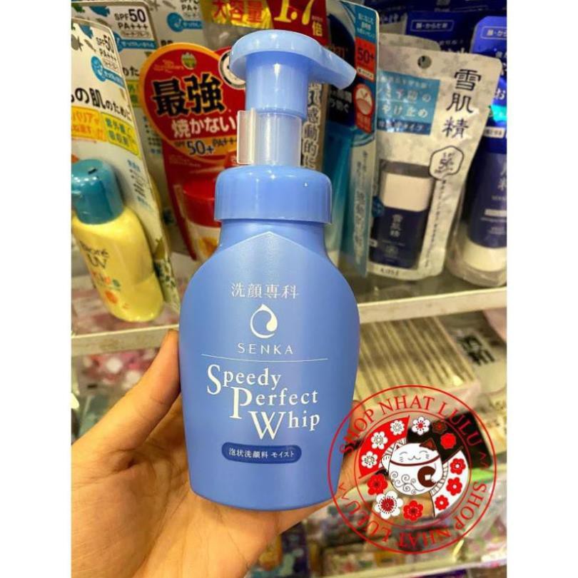 Sữa Rửa Mặt Tạo Bọt Senka Speedy Perfect Whip xanh có vòi 150ml