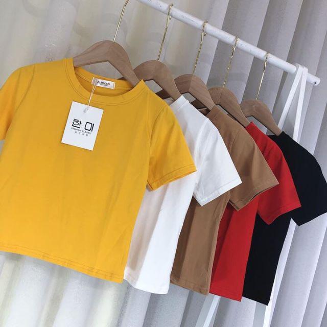 Áo Croptop Nữ Tay Ngắn Chất Dày Dặn Mềm Mại Co Giãn Thời Trang