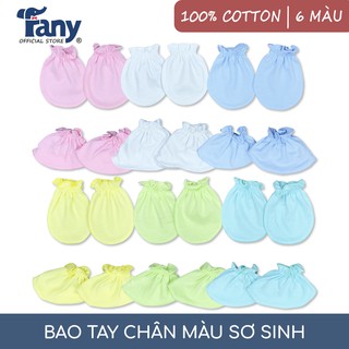 Bao tay bao chân màu sơ sinh Fany® 100% cotton 6 màu sắc tươi sáng lựa chọn