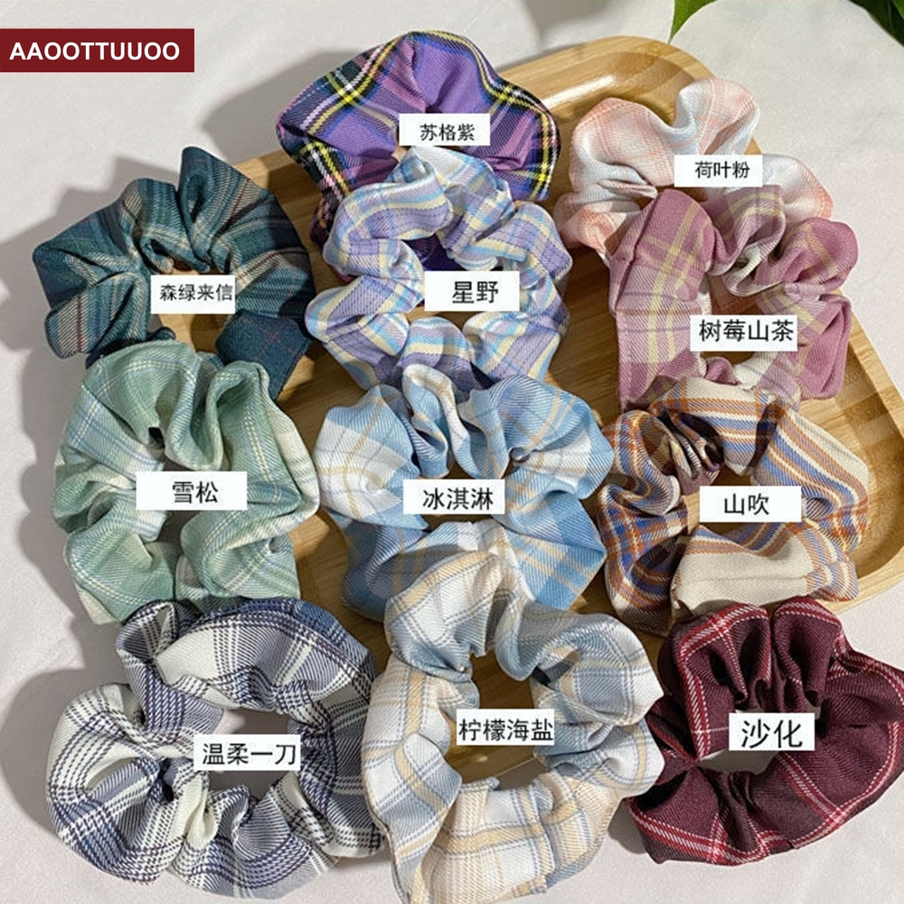 Dây Buộc Tóc Sọc Ca Rô Xinh Xắn Cho Nữ 11 Màu