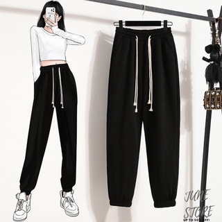 Quần jogger nữ bo gấu trơn vải nỉ bông siêu ấm áp, quần bom ống rộng nữ nỉ thun dáng jogger mặc thu đông