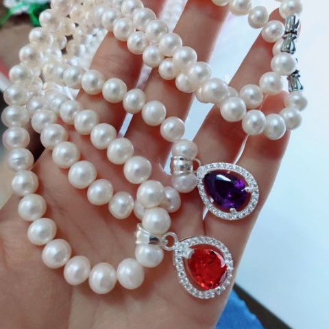 Dây chuyền ngọc nuôi mix mặt bạc_Van jw