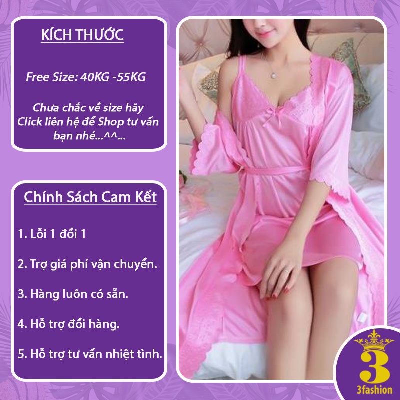 Áo Choàng Ngủ, Đầm Ngủ Hai Dây Sexy Vải Lụa Băng Mềm Mịn Thoáng Mát Thâm Hút Kháng Khuẩn - N13