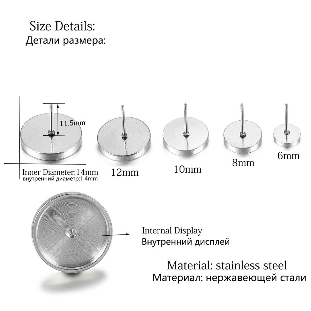 10 Đế khuyên tai rỗng ST.KUNKKA bằng thép không gỉ dày dặn 6mm-14mm làm trang sức