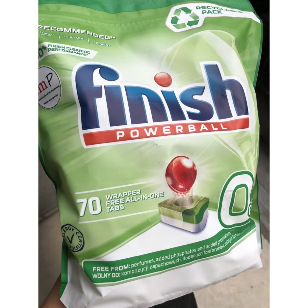 Combo Viên rửa bát Finish Eco 0%, nước làm bóng Finish Eco 0% và muối rửa bát Finish 1.2kg