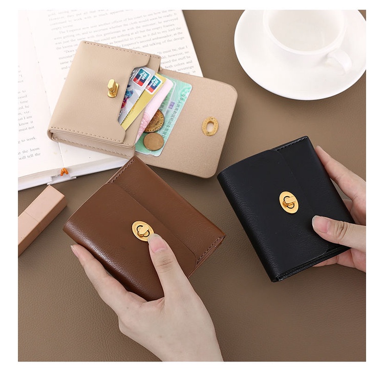 Ví Đựng Thẻ Có Khóa Phong Cách Retro Hàn Quốc