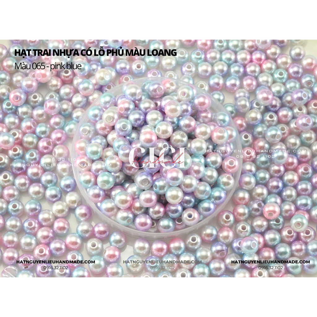 Hạt trai nhựa có lỗ trai loang màu cầu vồng 4 6 8 mm Cici Handmade chuyên hạt đá hạt pha lê hạt cườm hạt trang sức