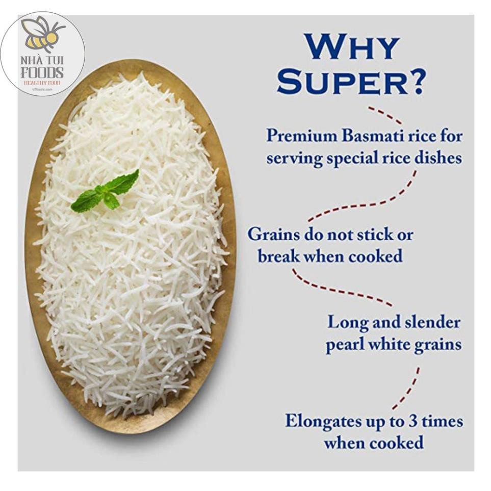 [+Extra 25%] Gạo Ấn Độ Basmati Daawat Supper 1kg cho người ăn kiêng, tiểu đường