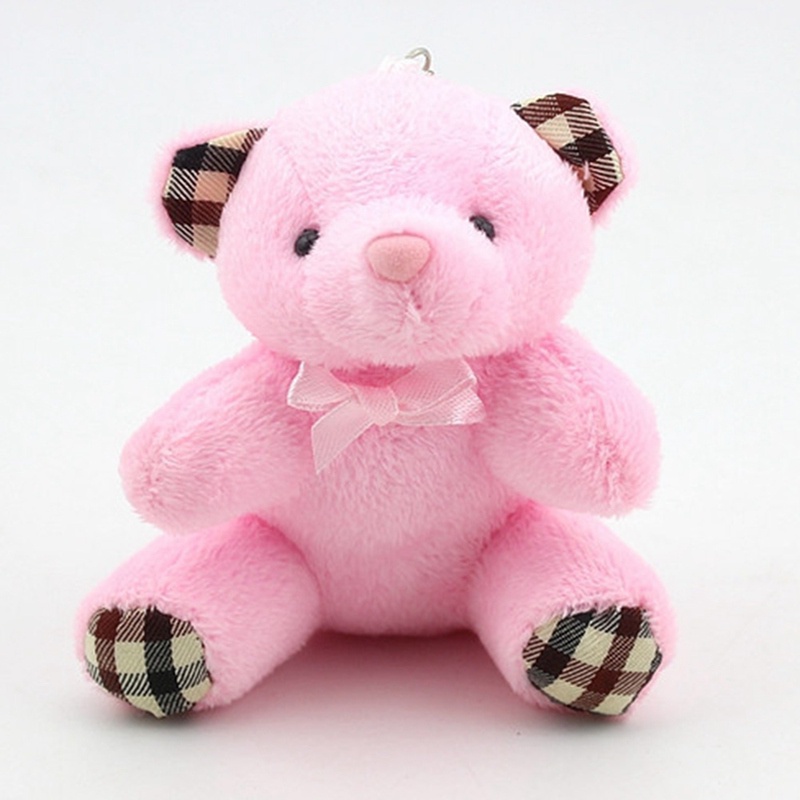 Móc Khóa Hình Gấu Teddy Nhồi Bông Có Nơ 8cm Chiều Cao 8cm