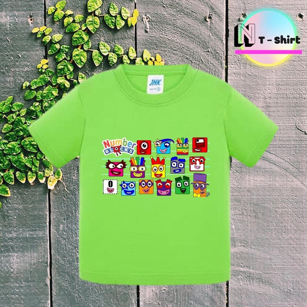 Áo thun cho bé trai và bé gái in hình hoạt hình Number Blocks dễ thương, chất liệu cotton mềm mịn thoáng mát NTShirt 11