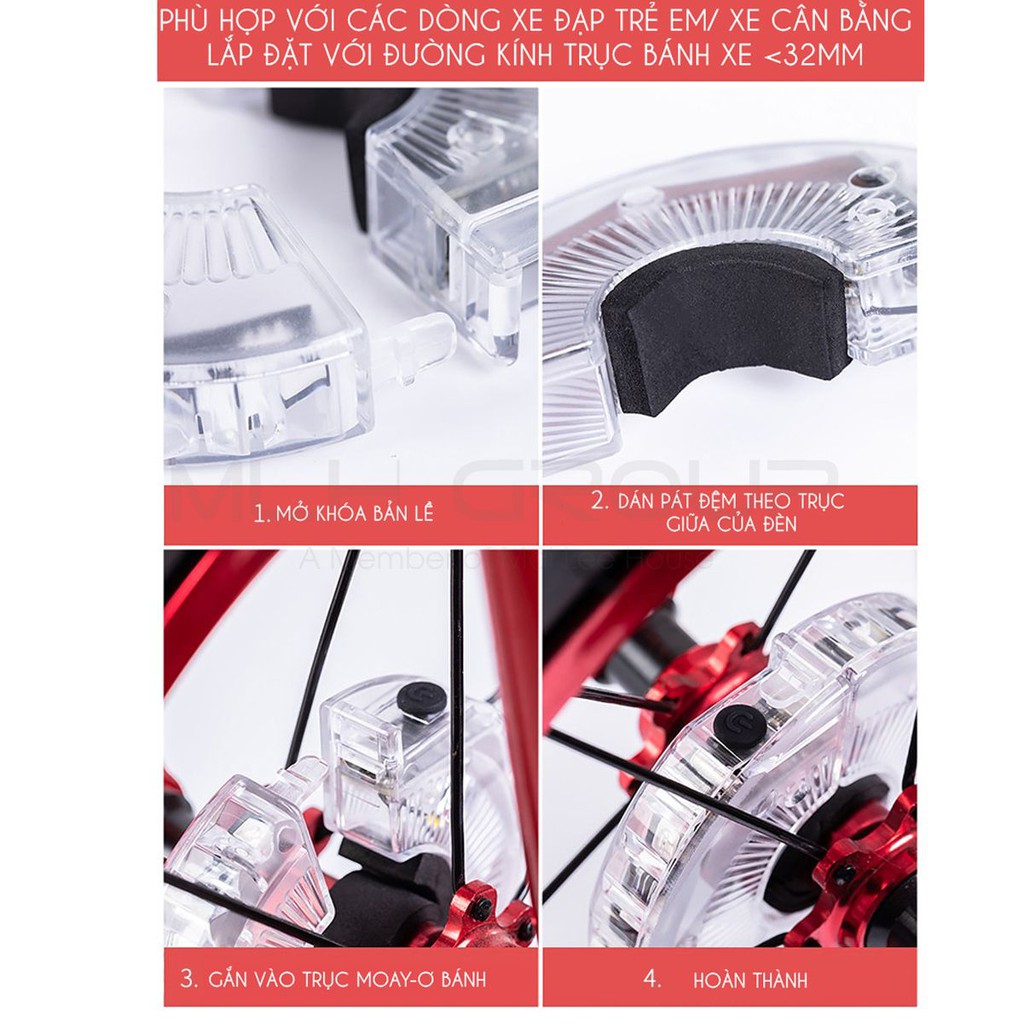 Đèn Trang Trí Cho Xe Đạp Trẻ Em Gắn Moay-Ơ Trục Giữa Xe Đạp Với 7 Màu 18 Chế Độ Sáng Khác Nhau Sạc Điện USB MLH