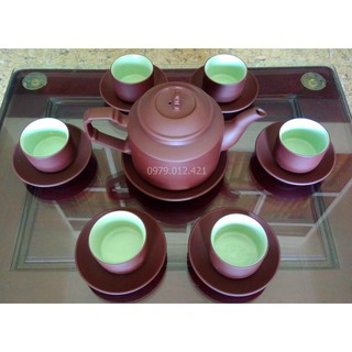Bộ ấm chén tử sa Bát Tràng dáng Tích