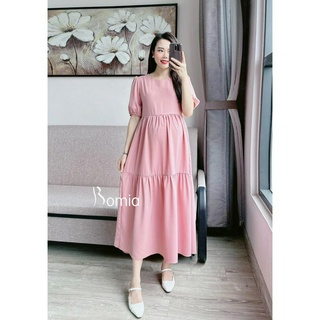 Váy bầu lụa hồng phấn bbdoll