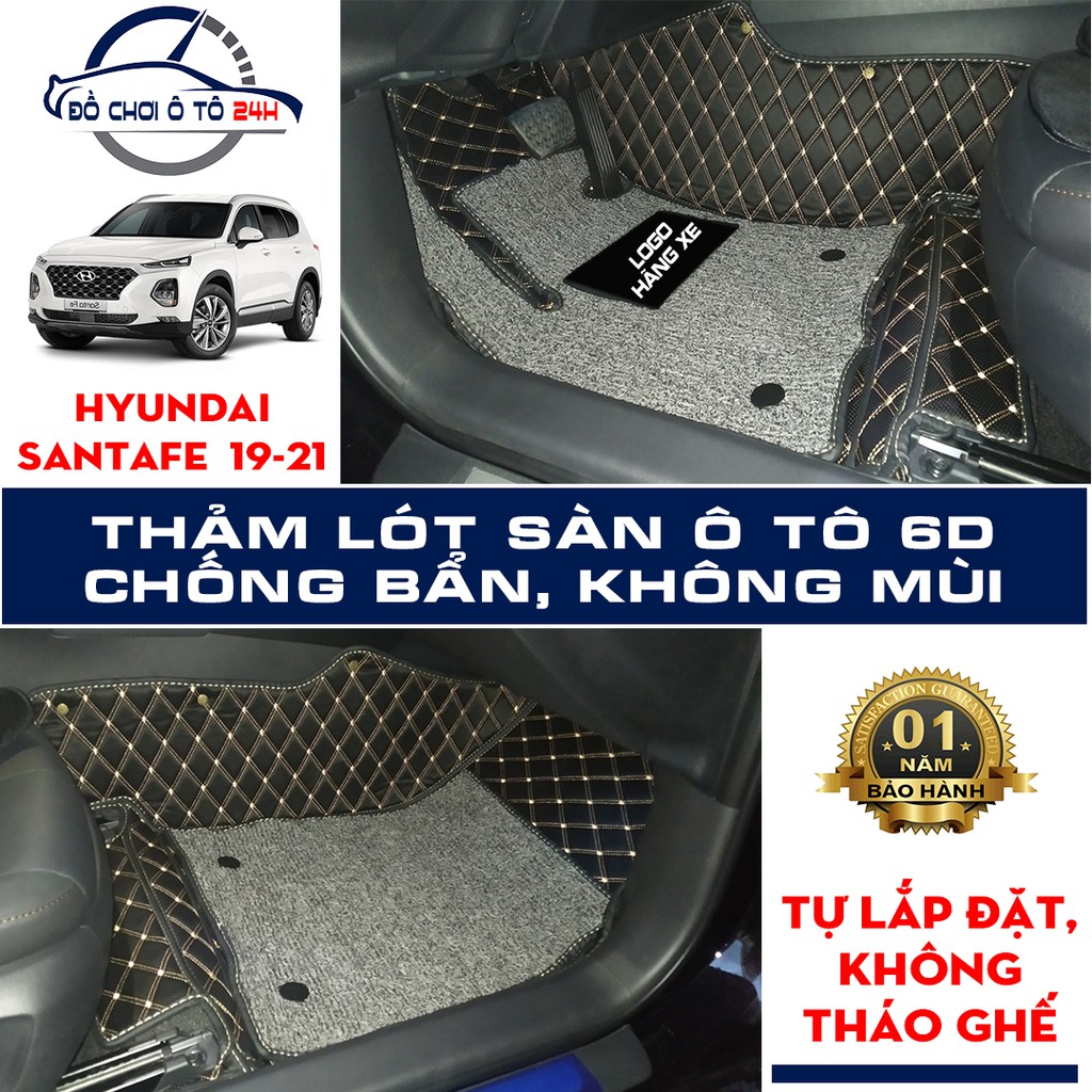 Thảm lót sàn ô tô 5D 6D Hyundai Santafe 2019-2022, 2014-2018 bảo vệ sàn xe, không mùi, không thấm nước