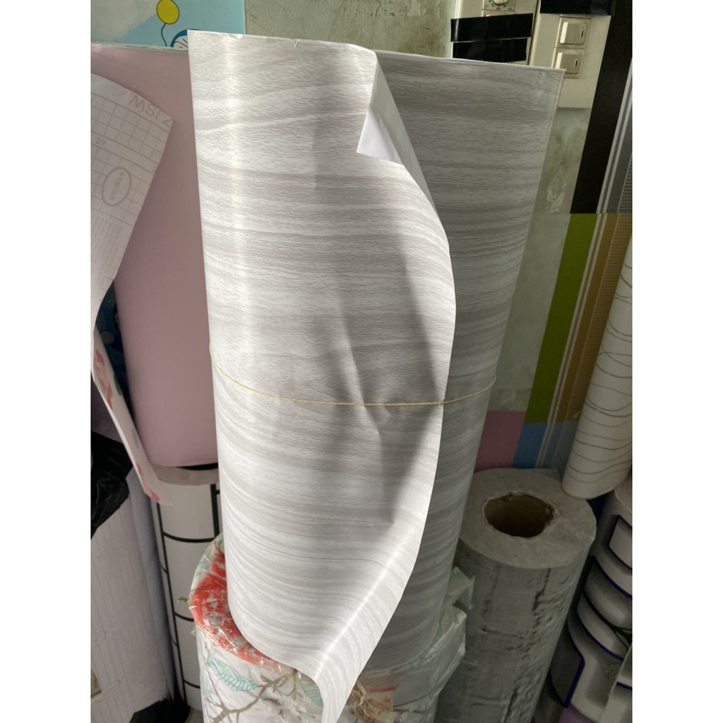 1M x 45cm PVC giấy dán tường (có sẵn keo dán) - giả gỗ trắng