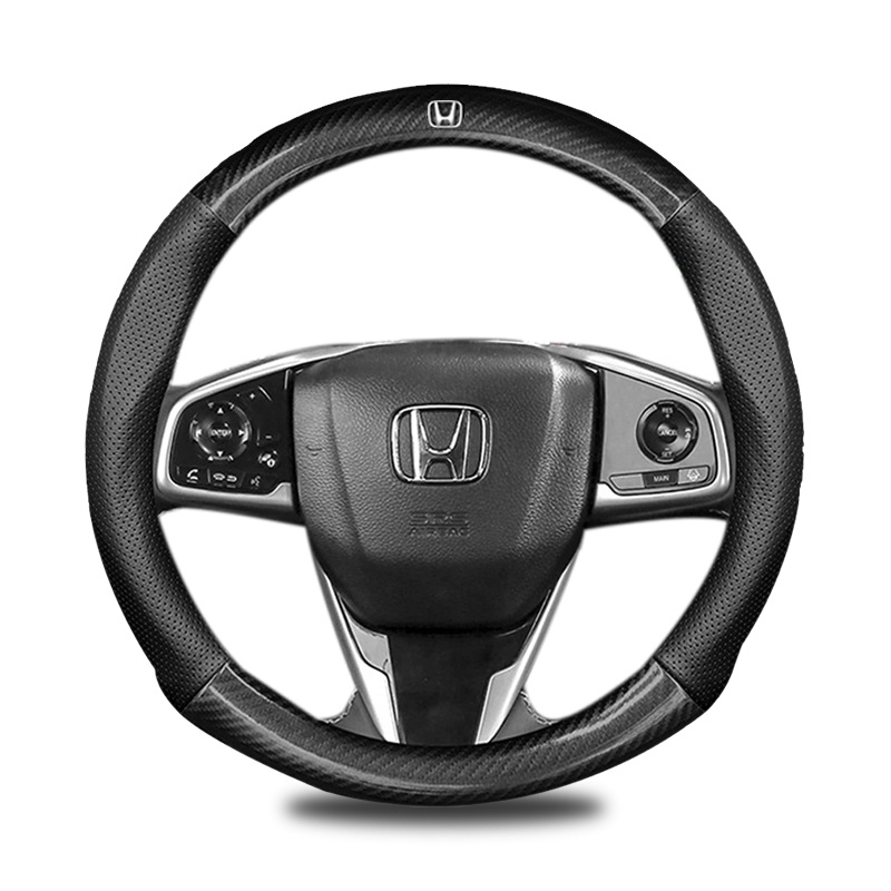 Vỏ Bọc Vô Lăng Bằng Sợi Carbon Cho Xe Hơi Honda Freed Brio City Civic CRV HRV BRV Jazz FD / FC Accord