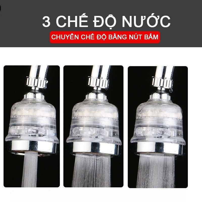 Đầu vòi lọc nước - Đầu vòi rửa chén tăng áp 3 chế độ