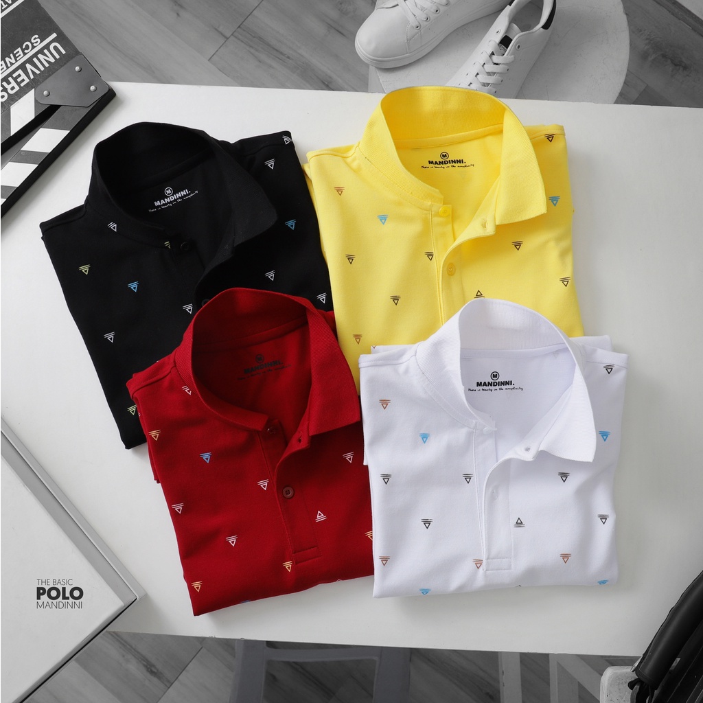 Áo thun polo nam cổ bẻ họa tiết tam giác chất Cotton 4 chiều thấm hút co giãn HT TG4 - MANDINNI