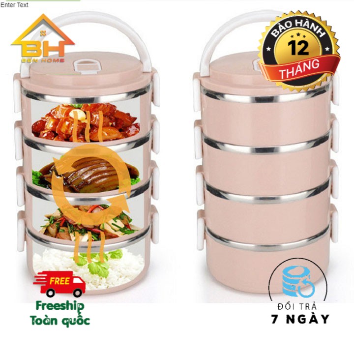 [NHIỀU MÀU] Hộp cơm giữ nhiệt 4 tầng lõi inox Lunch Box (Màu ngẫu nhiên)