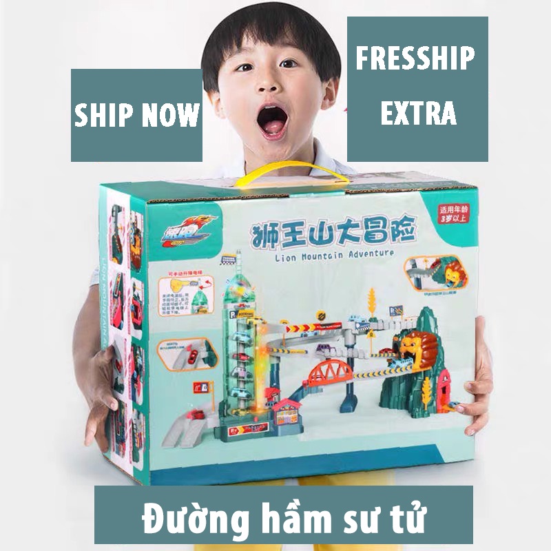 Đường hầm sư tử siêu tốc có tặng kèm 4 xe ô tô cho bé
