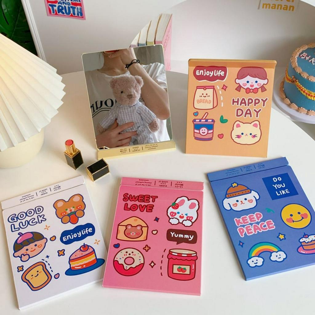 Gương để bàn trang điểm gấp gọn full viền da PU SH119