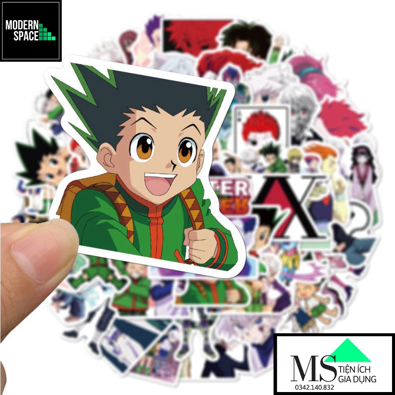 Sticker PVC Hunter X Hunter 50 Hình ST-112 - Cả bộ 50 Hình dán Stickers Chống nước Dán Mũ bảo hiểm Vali Laptop Điện thoạ