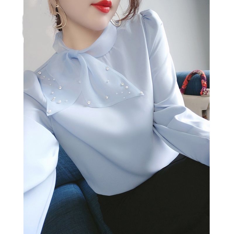 Áo Vải Voan Cổ Thắt Nơ Thời Trang Cho Bé GáiÁo Sơ Mi Chiffon Phong Cách Mùa Xuân Mới 2021