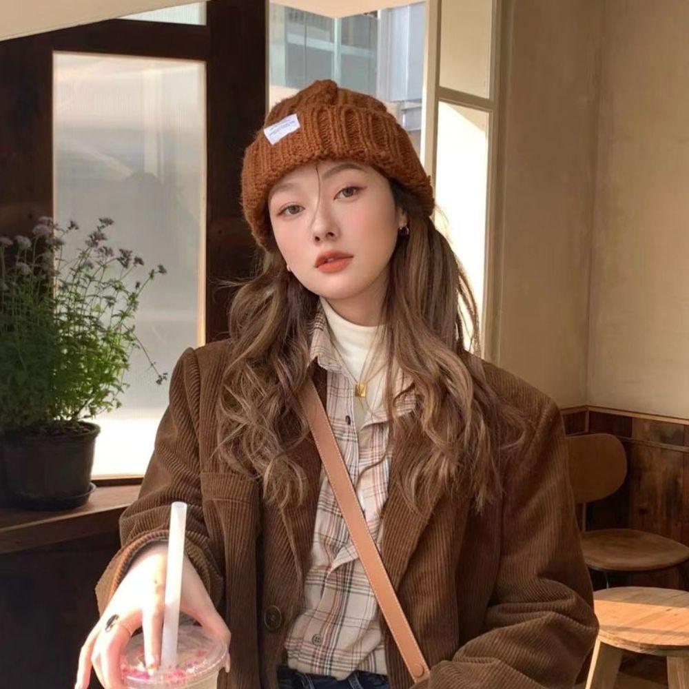 Mũ Beanie Dệt Kim Chống Gió Giữ Ấm Phong Cách Hàn Quốc