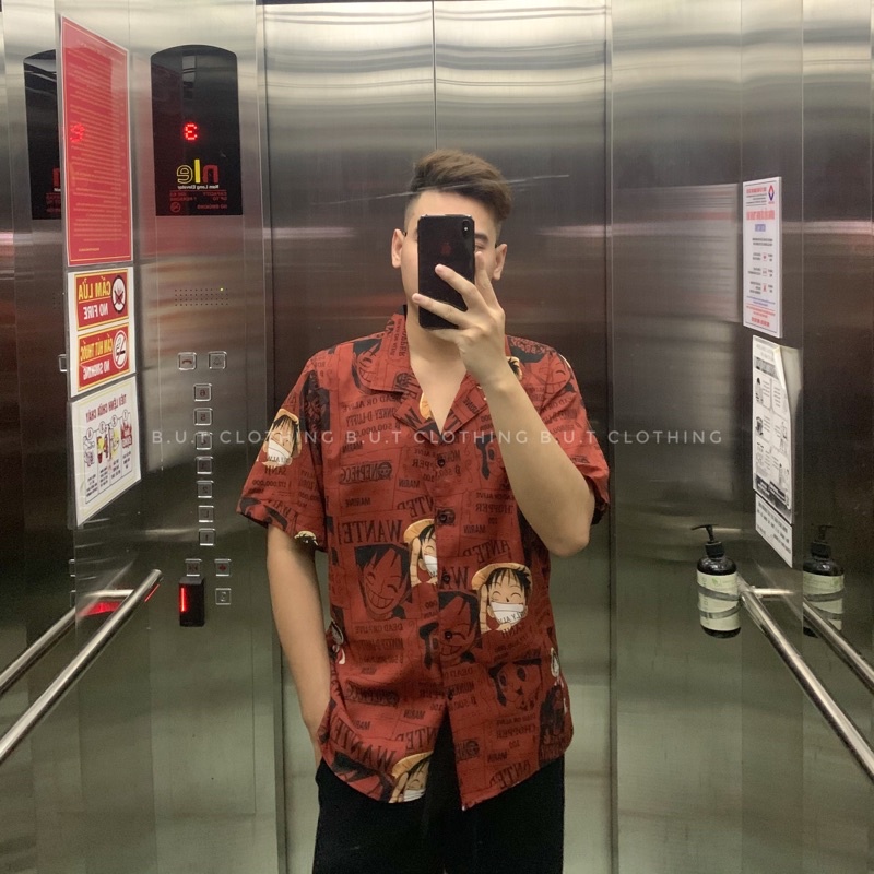 Áo sơ mi họa tiết ngắn tay LUFFY trơn mềm dành cho nam nữ | BUTCLOTHING