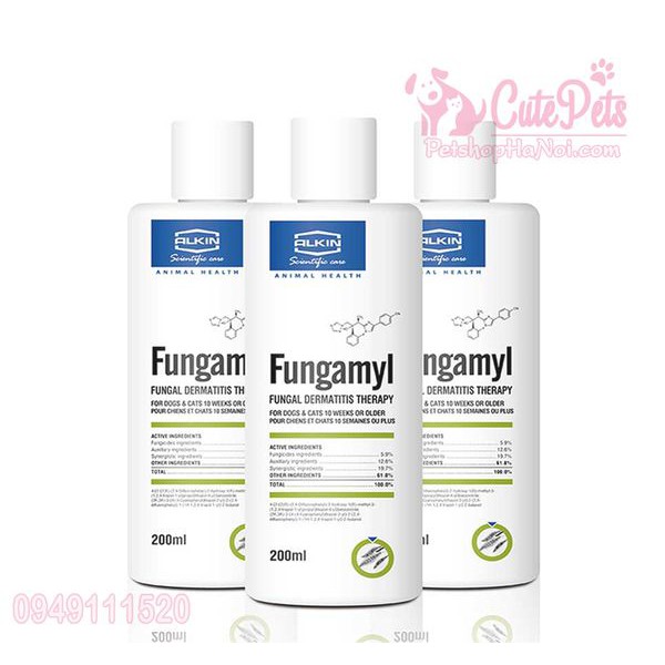 Sữa tắm trị nấm ghẻ AlKin Fungamyl 200ml - Phụ kiện thú cưng Hà Nội