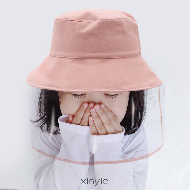 Mũ chống nắng vành rộng có tấm che mặt cho trẻ em