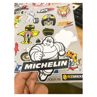 Tem Dán Xe Máy , Xe Đạp Điện , Nón Bảo Hiểm Hình Mikelin Chống Nước| Tem Dán Xe Mã 08