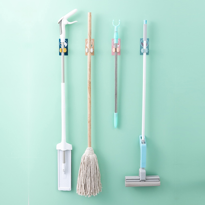Móc dán tường chịu lực kẹp giữ cây lau nhà, Móc treo chổi đa năng tiện dụng hình thú đáng yêu, Đồ gia dụng thông minh