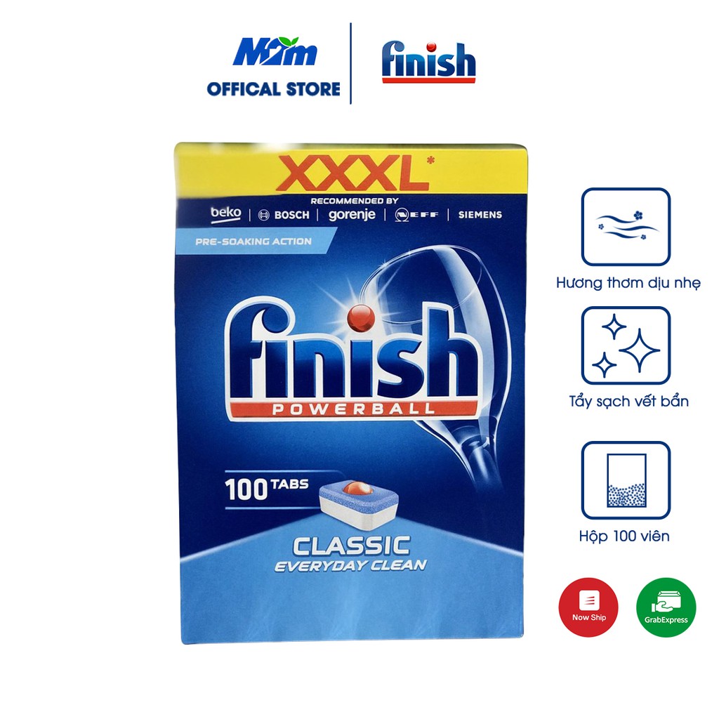 Viên rửa chén bát Finish Classic cho máy rửa bát 100 viên/hộp