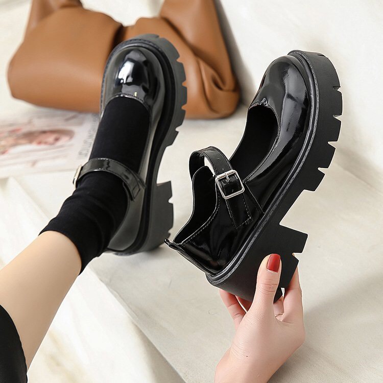 Giày Lolita đế cao 6cm phong cách vintage ulzzang chất da Pu mềm mịn không đau chân hàng Quảng Châu cao cấp mã D30