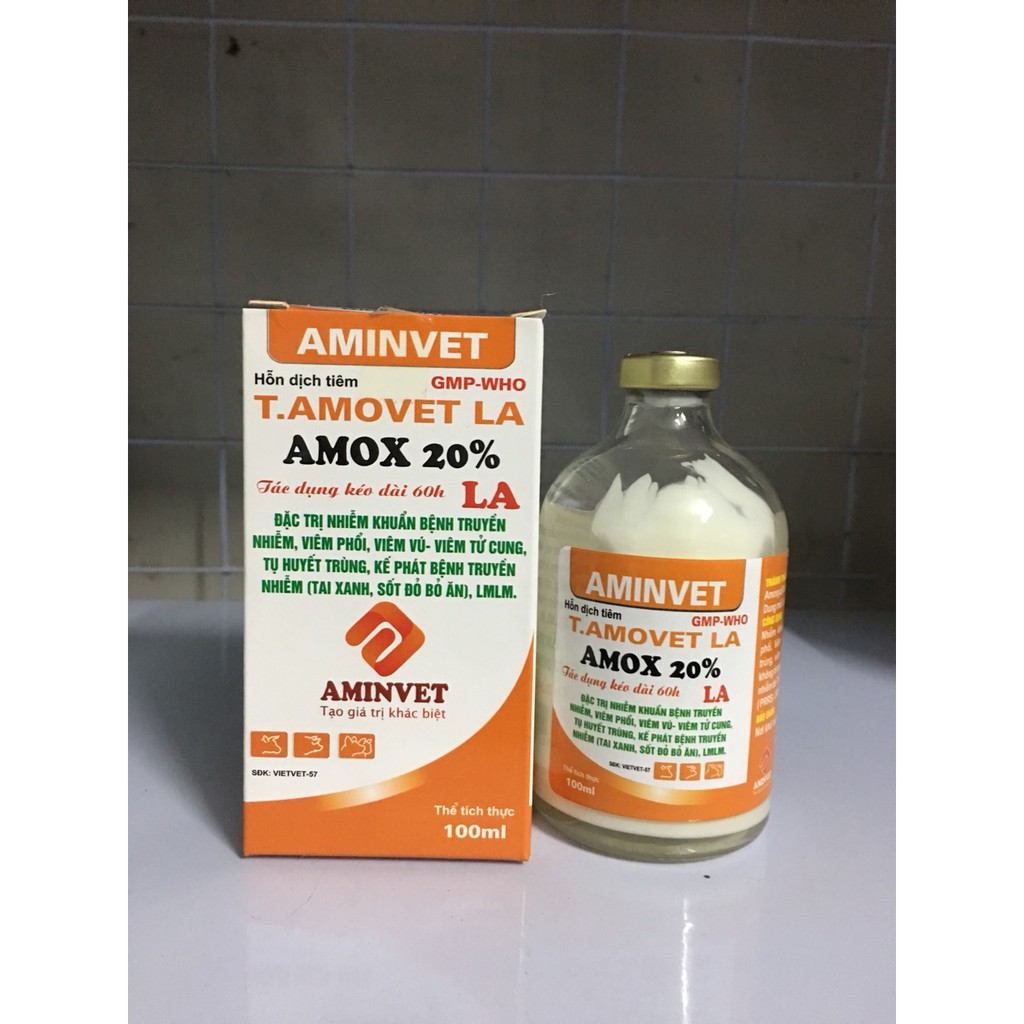 Amox20%/ amox 20% aminvet  chỉ dùng trong thú y