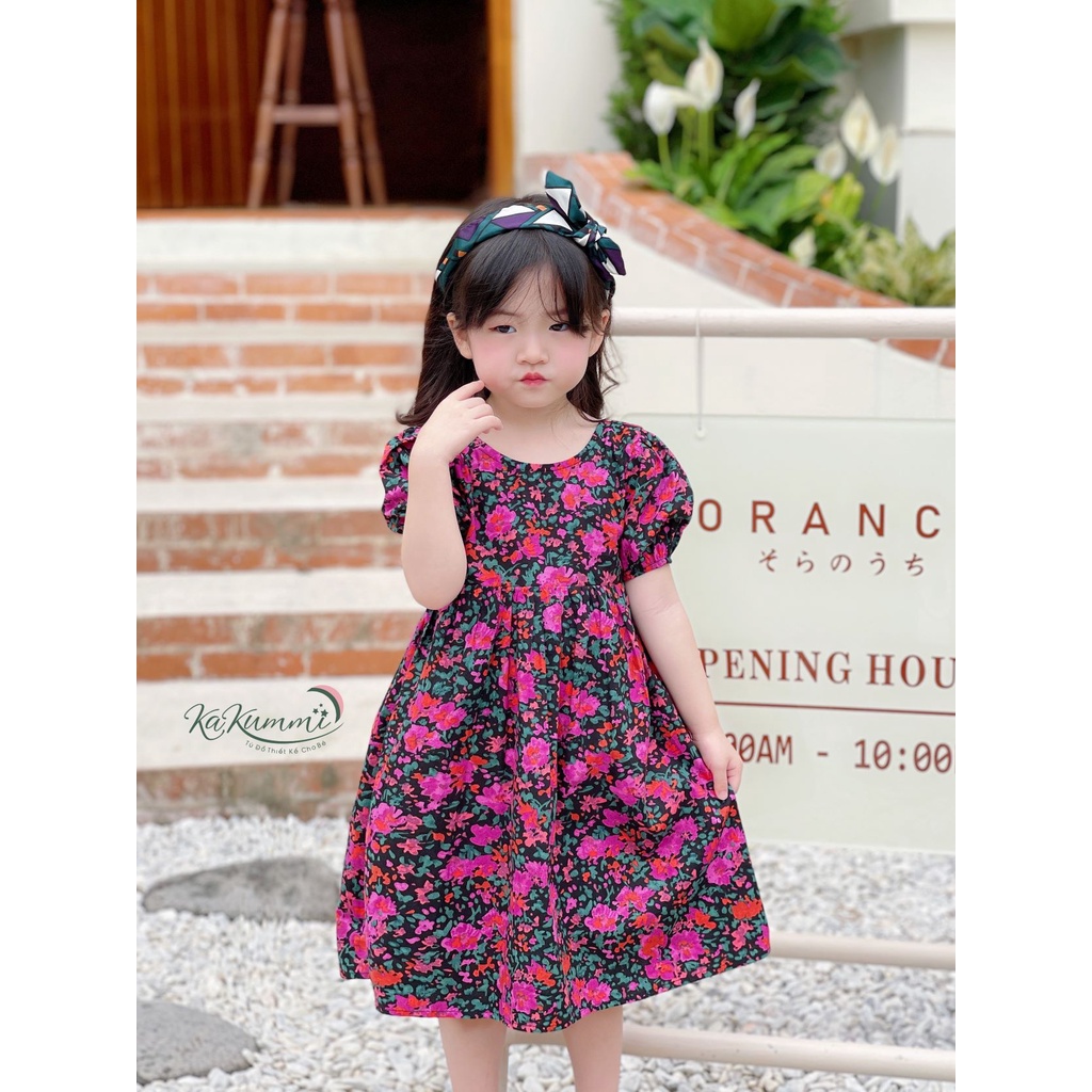 Váy babydoll lưng đan dây chất liệu thô Hàn cao cấp cho bé KM22-VA219 Kakummi
