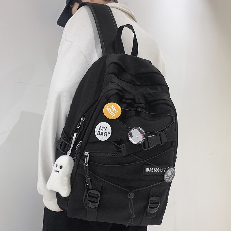 Ba Lô Đi Học / Du Lịch Bằng Nylon Phối Lưới Thời Trang Cho Nam Và Nữ