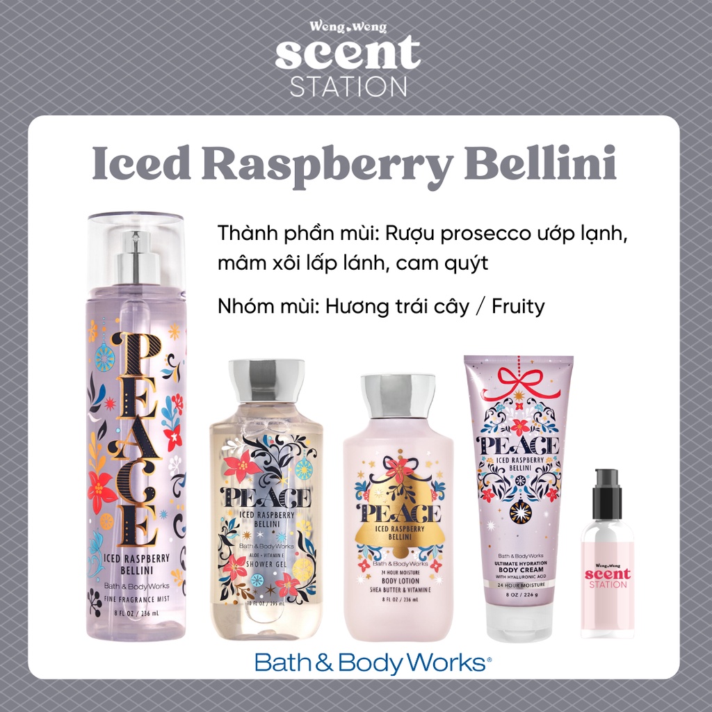 Bộ Sản Phẩm Chăm Sóc Cơ Thể Toàn Diện BBW mùi Iced Raspberry Bellini